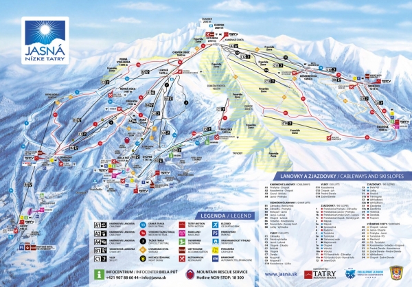 Lyžiarska mapa Chopok Jasná